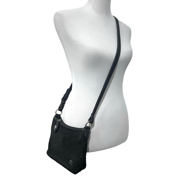 The Sak Purse Black Crochet Crossbody Bag Classic  Slim Zipper 7x7” Style 4516 - Picture 5 of 13